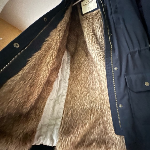 Hollister Heritage Sherpa Lined Parka Coat blue size XS - Picture 14 of 16